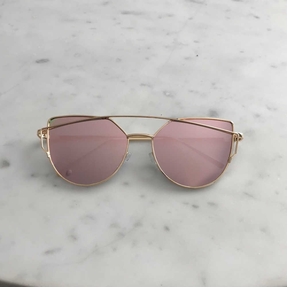Pink Cat Eye Mirrored Street Fashion Sunglasses - Picture 4 of 8